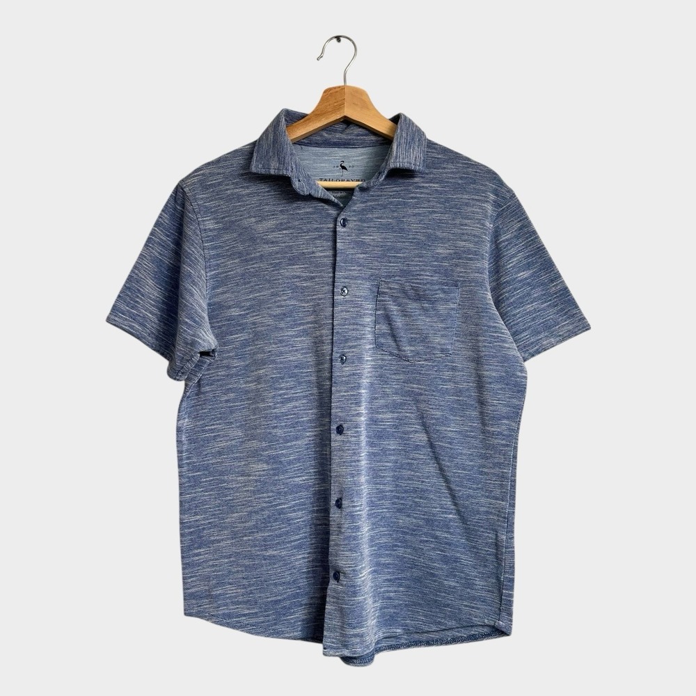 Tailorbyrd Collection Men's Button Front Shirt Medium Blue Short Sleeve Golf